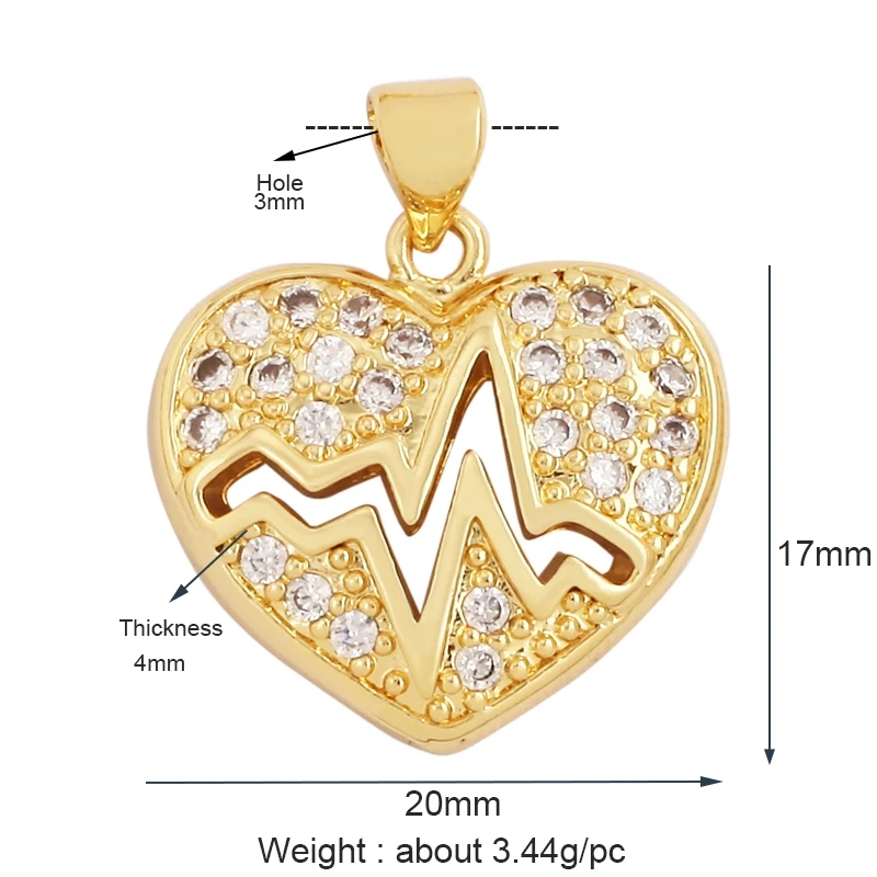 Fashion Delicacy Love Heart Shape Zircon Charm Pendant,Creative 18K Gold Plated Jewelry Findings Necklace Accessories Supply L19