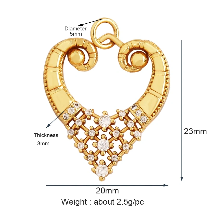 Fashion Delicacy Love Heart Shape Zircon Charm Pendant,Creative 18K Gold Plated Jewelry Findings Necklace Accessories Supply L19