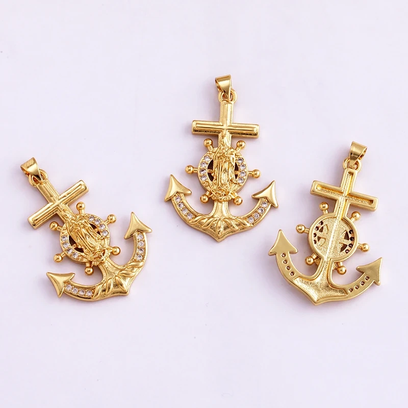 Religious Holy Jesus Guardian Angel Love Heart Charms Pendant,Latest Gold Plated Micro Zircon Jewelry Necklace Accessories L02