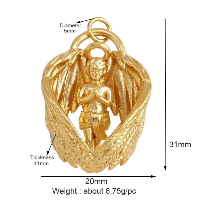 Religious Holy Jesus Guardian Angel Love Heart Charms Pendant,Latest Gold Plated Micro Zircon Jewelry Necklace Accessories L02