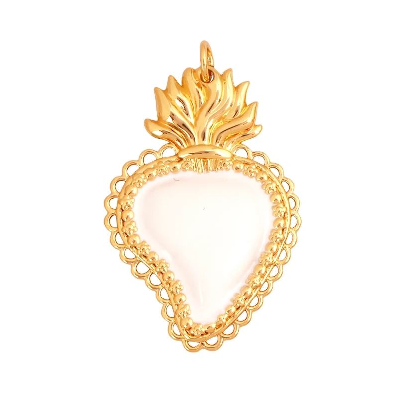 Classics Love Heart Cubic Zirconia Charm Pendant,Fashion Colourful Heart Shape Real 18K Gold Plated Craft Jewelry Supplies K90