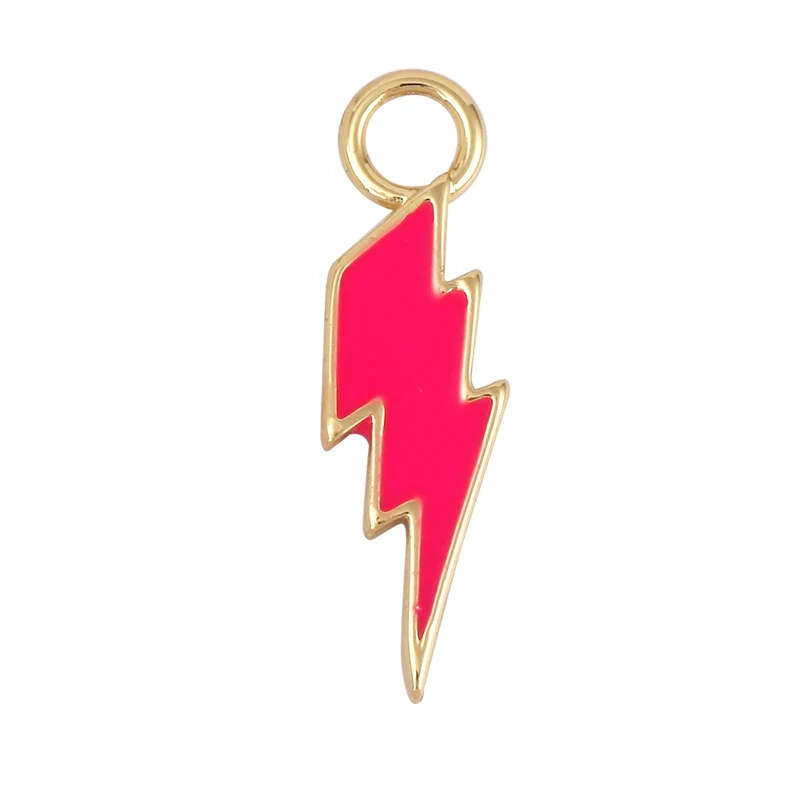 Flashing Bolt  Enamel Charm Neon Pink Orange Turquoise Red Pendant Oil Dropped,Real Gold Plated,Necklace Bracelet Pendant M97