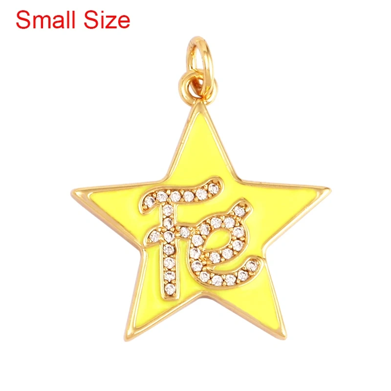 Star Fe Enamel Charm Neon Pink Orange Turquoise Blue Oil Dropped,Real Gold Plated ,Necklace Bracelet Pendant M90 M97