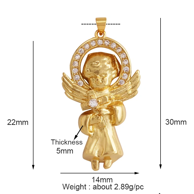 Religious Holy Jesus Guardian Angel Love Heart Charms Pendant,Latest Gold Plated Micro Zircon Jewelry Necklace Accessories L02