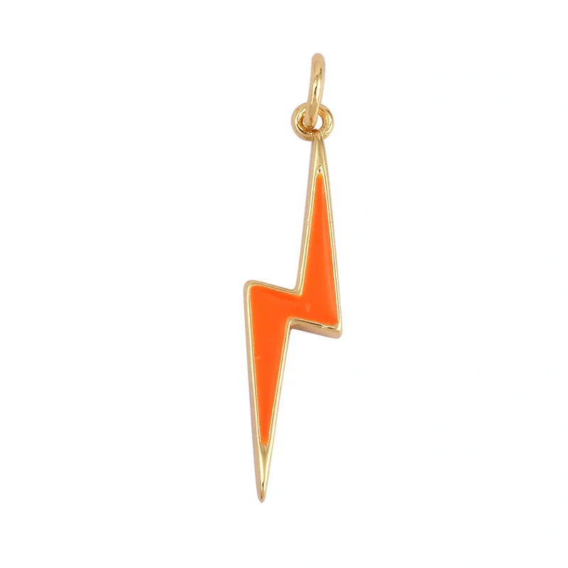 Flashing Bolt  Enamel Charm Neon Pink Orange Turquoise Red Pendant Oil Dropped,Real Gold Plated,Necklace Bracelet Pendant M97