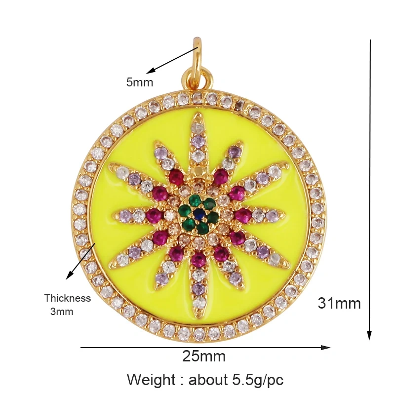 Sun Moon Star Celestial Charm Pendant,Real Gold Plated Cubic Zirconia CZ Paved,Jewelry Necklace Bracelet Accessories Supply M17