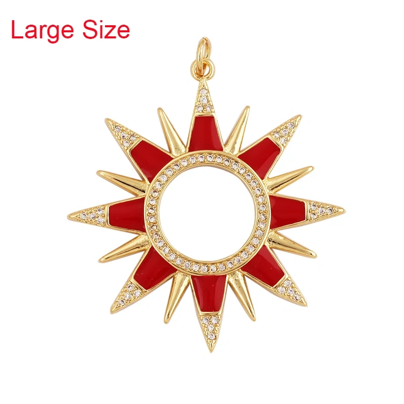 Enamel Sun Moon Clear CZ Gold Charm Pendant, Cubic Zirconia CZ Paved,Jewelry Necklace Bracelet Accessories M26 M37