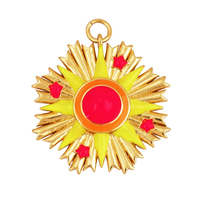Enamel Sun Moon Clear CZ Gold Charm Pendant, Cubic Zirconia CZ Paved,Jewelry Necklace Bracelet Accessories M26 M37