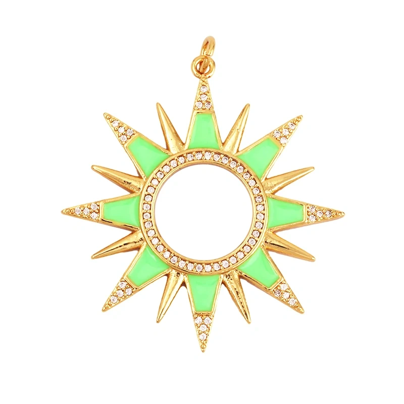 Enamel Sun Moon Clear CZ Gold Charm Pendant, Cubic Zirconia CZ Paved,Jewelry Necklace Bracelet Accessories M26 M37