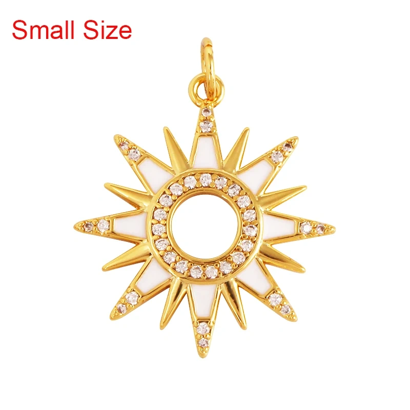 Enamel Sun Moon Clear CZ Gold Charm Pendant, Cubic Zirconia CZ Paved,Jewelry Necklace Bracelet Accessories M26 M37