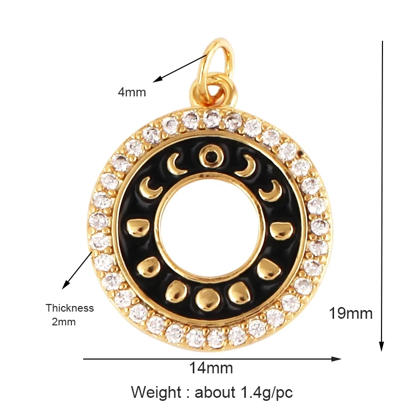 Sun Moon Star Celestial Charm Pendant,Real Gold Plated Cubic Zirconia CZ Paved,Jewelry Necklace Bracelet Accessories Supply M17