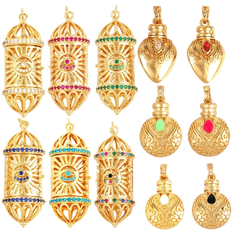 Delicacy Fashion Hollow Out Charm Pendant,Real 18K Gold Plated Colorful Jewelry Making Bead Knotting Accessories Supplies L48