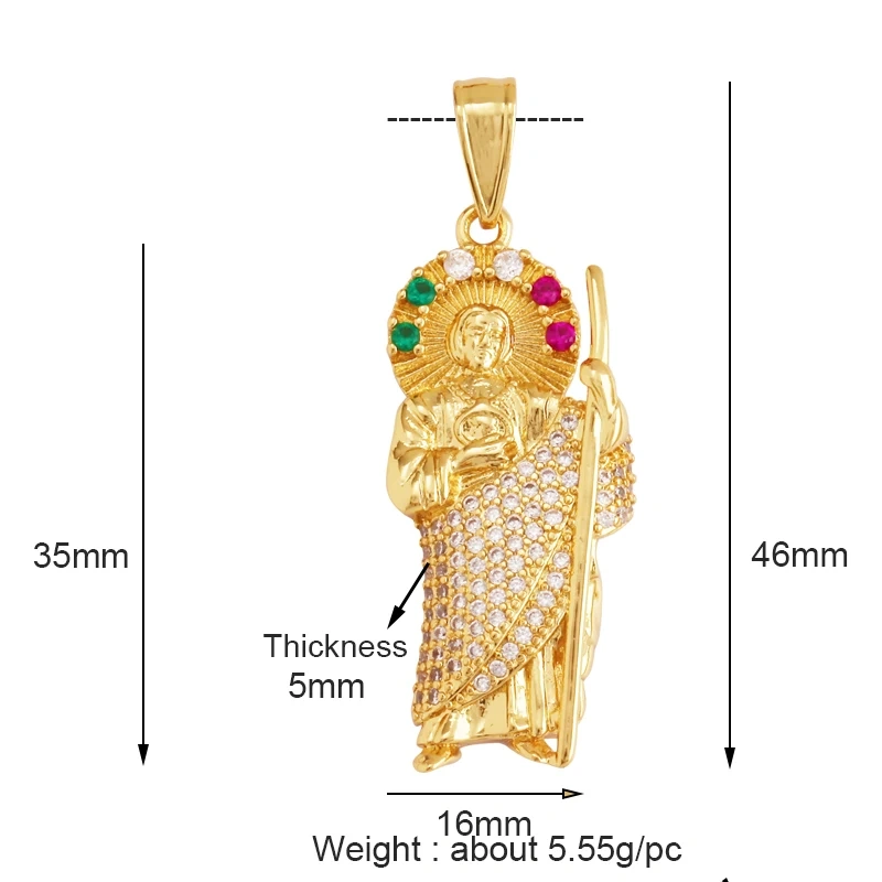 Religious Holy Jesus Guardian Angel Love Heart Charms Pendant,Latest Gold Plated Micro Zircon Jewelry Necklace Accessories L02