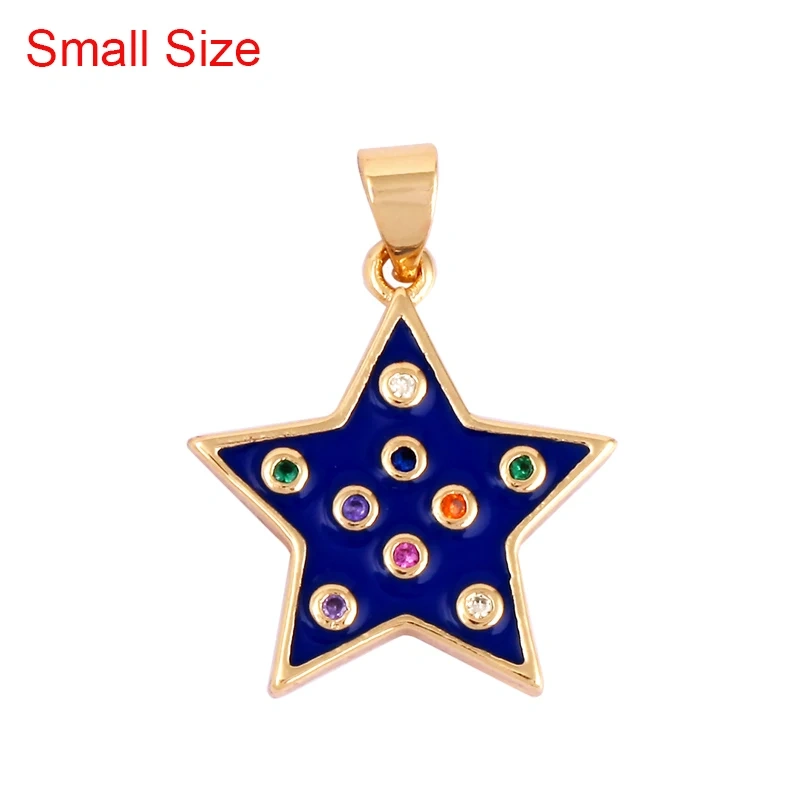 2022 New Star Coin Enamel Charm Neon Pink Orange Turquoise Blue Oil Dropped,Real Gold Plated ,Necklace Bracelet Pendant M97