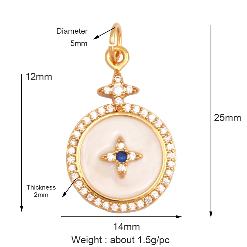 Sun Moon Star Celestial Charm Pendant,Real Gold Plated Cubic Zirconia CZ Paved,Jewelry Necklace Bracelet Accessories Supply M17