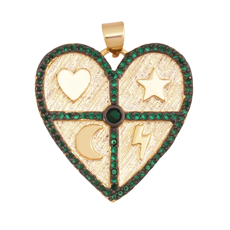 Classics Love Heart Cubic Zirconia Charm Pendant,Fashion Colourful Heart Shape Real 18K Gold Plated Craft Jewelry Supplies K90