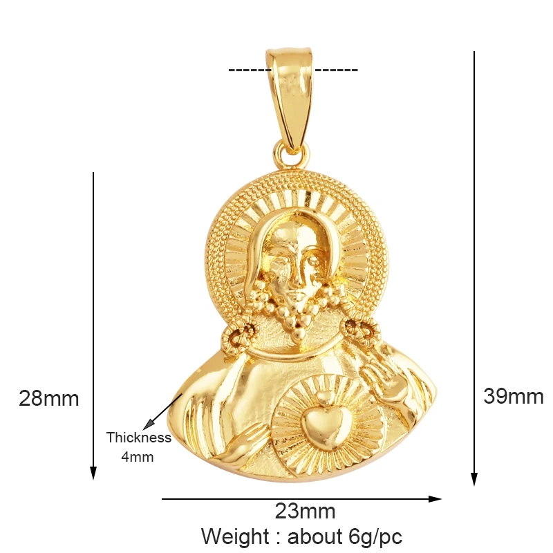 Religious Holy Jesus Guardian Angel Love Heart Charms Pendant,Latest Gold Plated Micro Zircon Jewelry Necklace Accessories L02