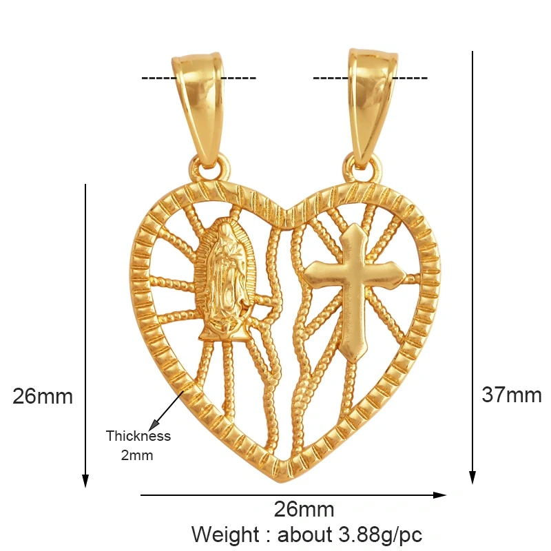 Religious Holy Jesus Guardian Angel Love Heart Charms Pendant,Latest Gold Plated Micro Zircon Jewelry Necklace Accessories L02