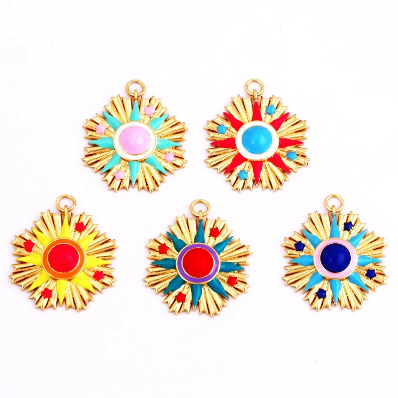 Enamel Sun Moon Clear CZ Gold Charm Pendant, Cubic Zirconia CZ Paved,Jewelry Necklace Bracelet Accessories M26 M37