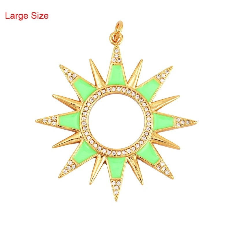 Enamel Sun Moon Clear CZ Gold Charm Pendant, Cubic Zirconia CZ Paved,Jewelry Necklace Bracelet Accessories M26 M37