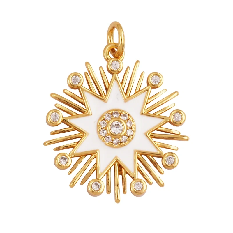 Enamel Sun Moon Clear CZ Gold Charm Pendant, Cubic Zirconia CZ Paved,Jewelry Necklace Bracelet Accessories M26 M37