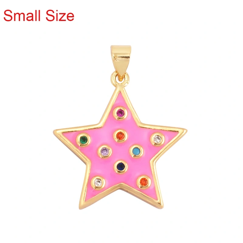 2022 New Star Coin Enamel Charm Neon Pink Orange Turquoise Blue Oil Dropped,Real Gold Plated ,Necklace Bracelet Pendant M97