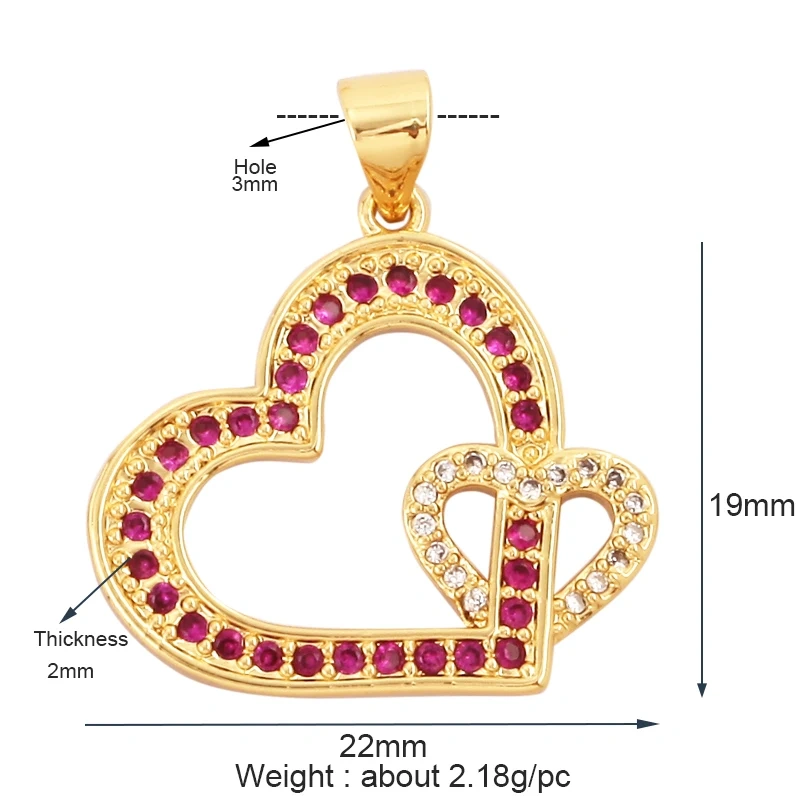 Fashion Delicacy Love Heart Shape Zircon Charm Pendant,Creative 18K Gold Plated Jewelry Findings Necklace Accessories Supply L19