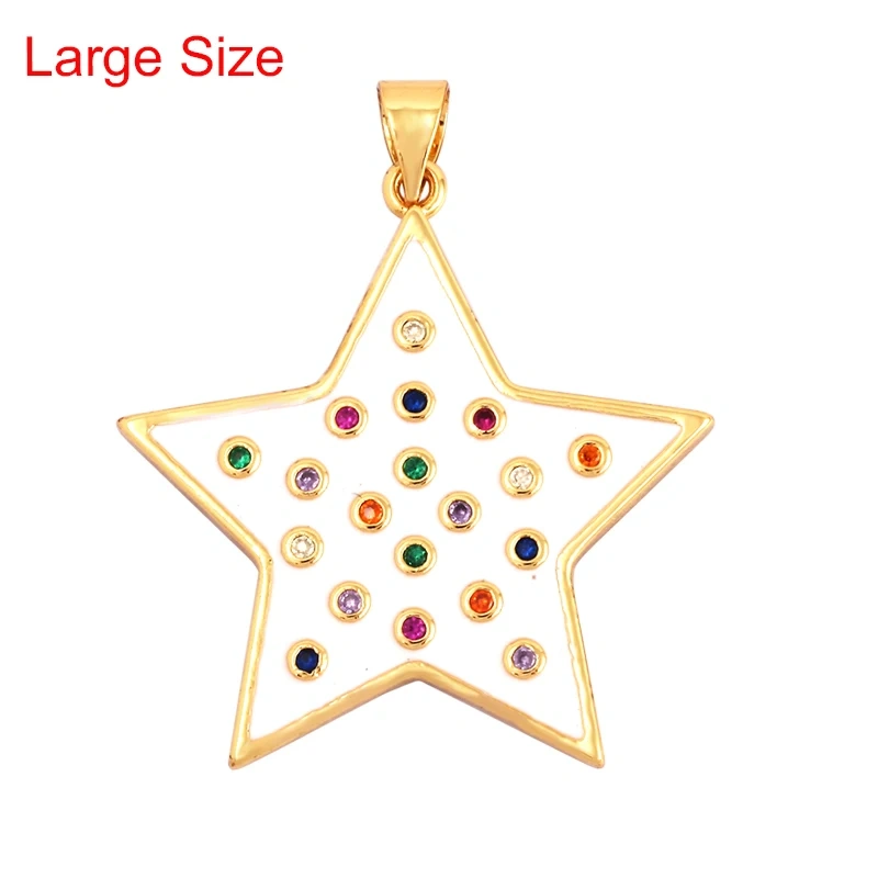 2022 New Star Coin Enamel Charm Neon Pink Orange Turquoise Blue Oil Dropped,Real Gold Plated ,Necklace Bracelet Pendant M97
