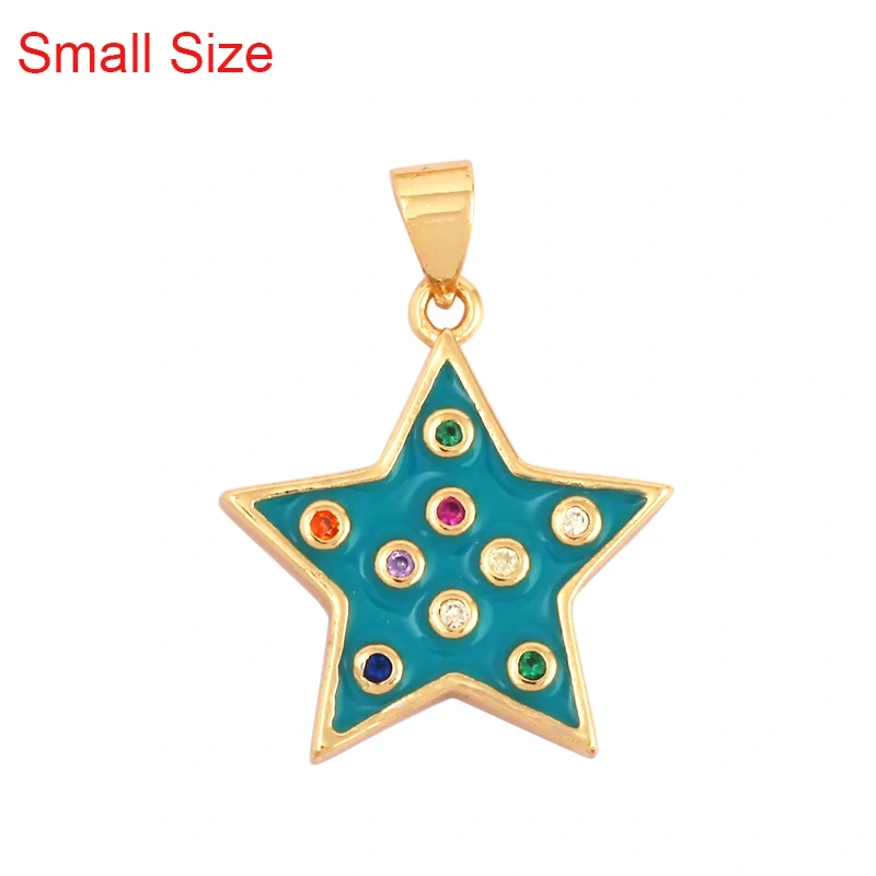 2022 New Star Coin Enamel Charm Neon Pink Orange Turquoise Blue Oil Dropped,Real Gold Plated ,Necklace Bracelet Pendant M97