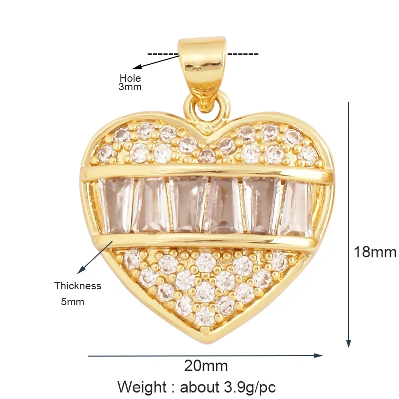 Fashion Delicacy Love Heart Shape Zircon Charm Pendant,Creative 18K Gold Plated Jewelry Findings Necklace Accessories Supply L19