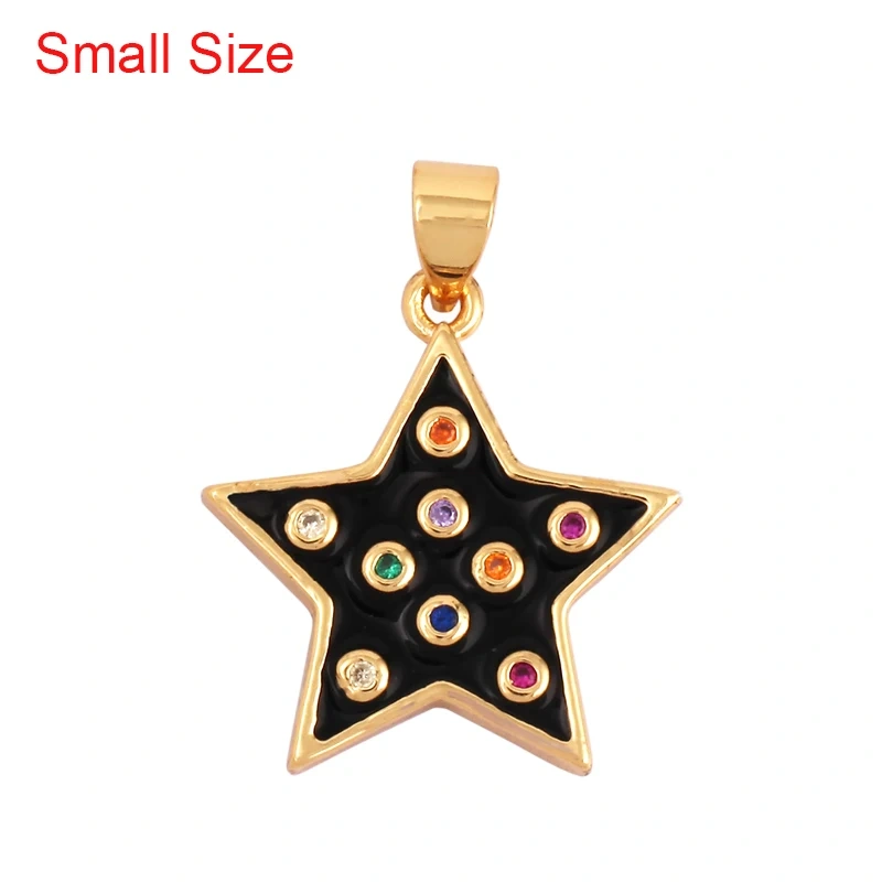 2022 New Star Coin Enamel Charm Neon Pink Orange Turquoise Blue Oil Dropped,Real Gold Plated ,Necklace Bracelet Pendant M97