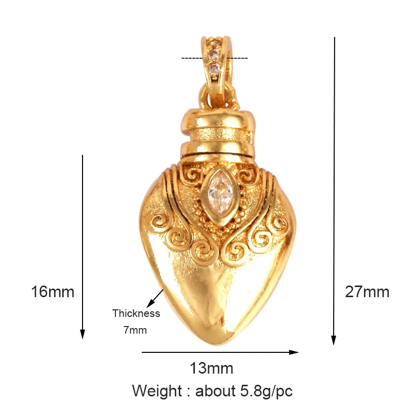 Delicacy Evil Eye Bottle Fashion Hollow Out Charm Pendant,Real 18K Gold Plated Colorful Jewelry Making Bead Knotting Accessories Supplies L48
