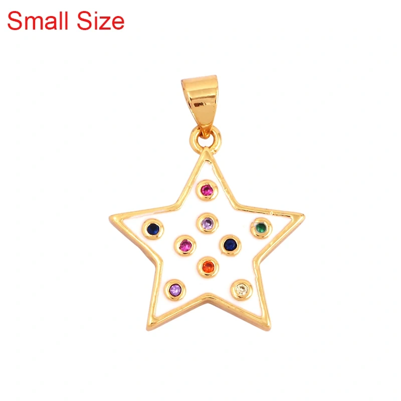2022 New Star Coin Enamel Charm Neon Pink Orange Turquoise Blue Oil Dropped,Real Gold Plated ,Necklace Bracelet Pendant M97