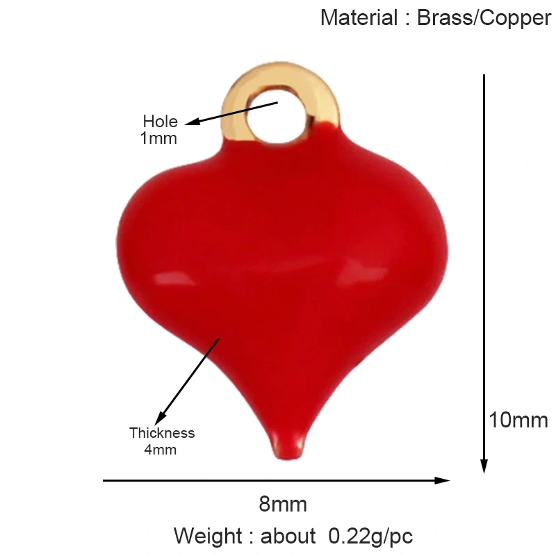Fashion Colourful Heart Shape Charm Pendant,Classics Love Heart Cubic Zirconia Real 18K Gold Plated Craft Jewelry Supplies K66