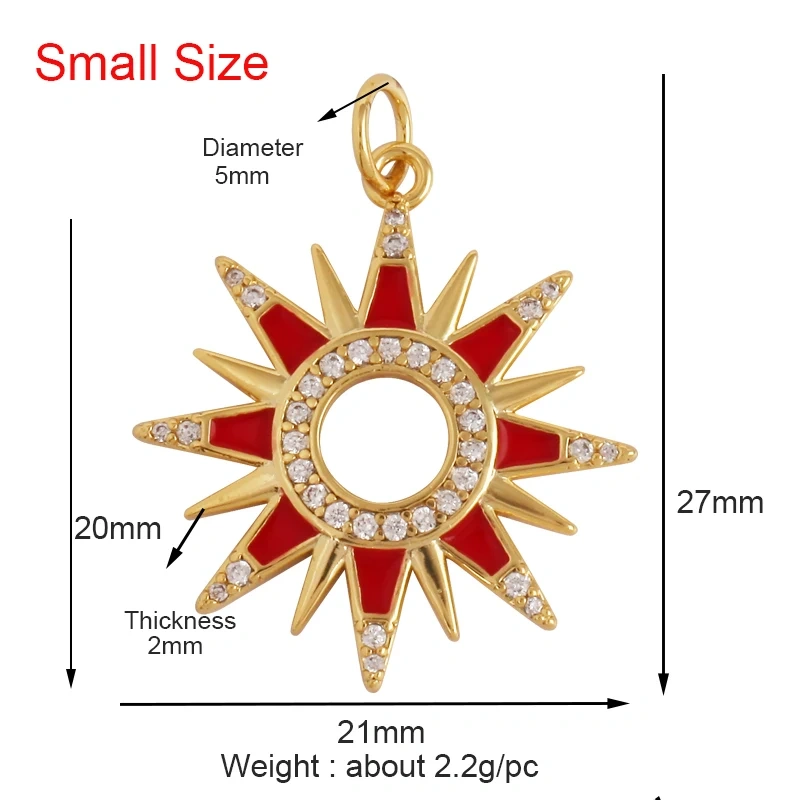 Enamel Sun Moon Clear CZ Gold Charm Pendant, Cubic Zirconia CZ Paved,Jewelry Necklace Bracelet Accessories M26 M37