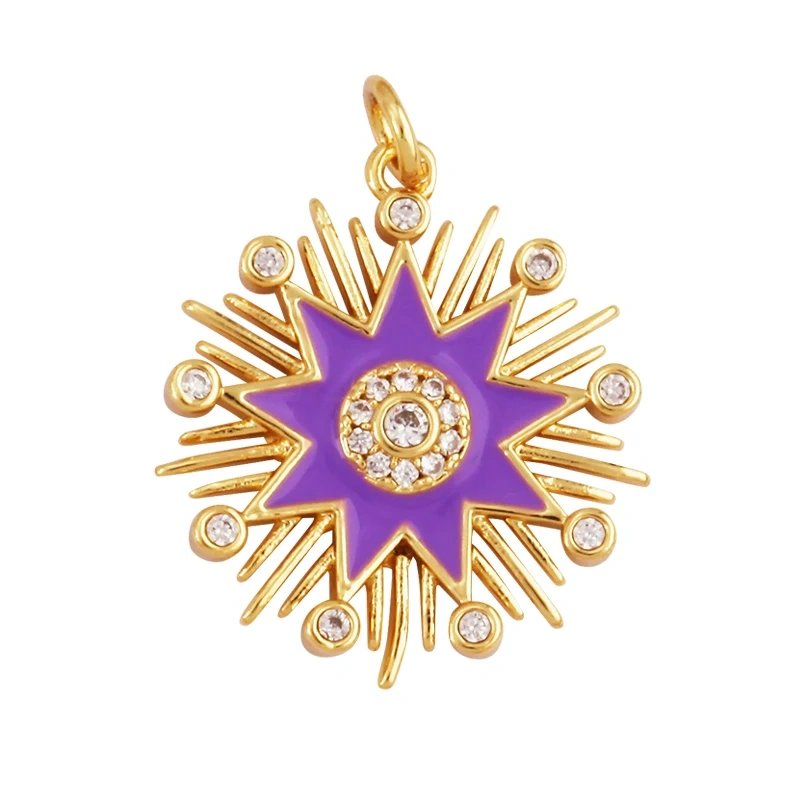 Enamel Sun Moon Clear CZ Gold Charm Pendant, Cubic Zirconia CZ Paved,Jewelry Necklace Bracelet Accessories M26 M37