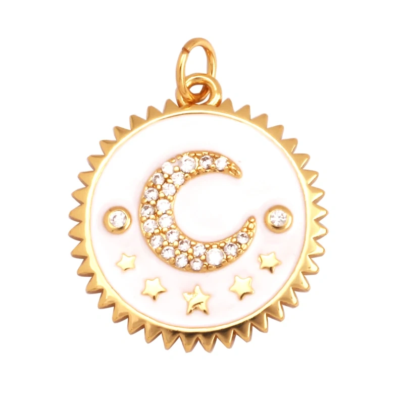 Sun Moon Star Celestial Charm Pendant,Real Gold Plated Cubic Zirconia CZ Paved,Jewelry Necklace Bracelet Accessories Supply M17