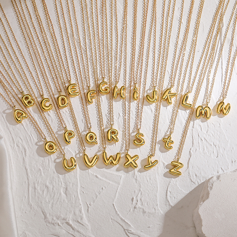 Cute Fashion 18K Gold Plated Without Zircon BrassInitial Name A-Z Letter Charm Pendant Necklace,Jewelry Findings Supplies K95