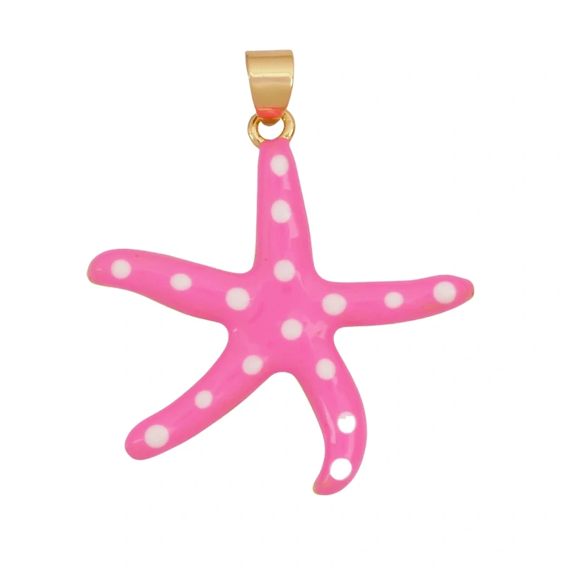 Trendy Colorful Ocean Starfish Charm Necklace Pendant Oil Dropped,Multicolor Enamel Summer Beach Holiday Jewelry Supplies K89