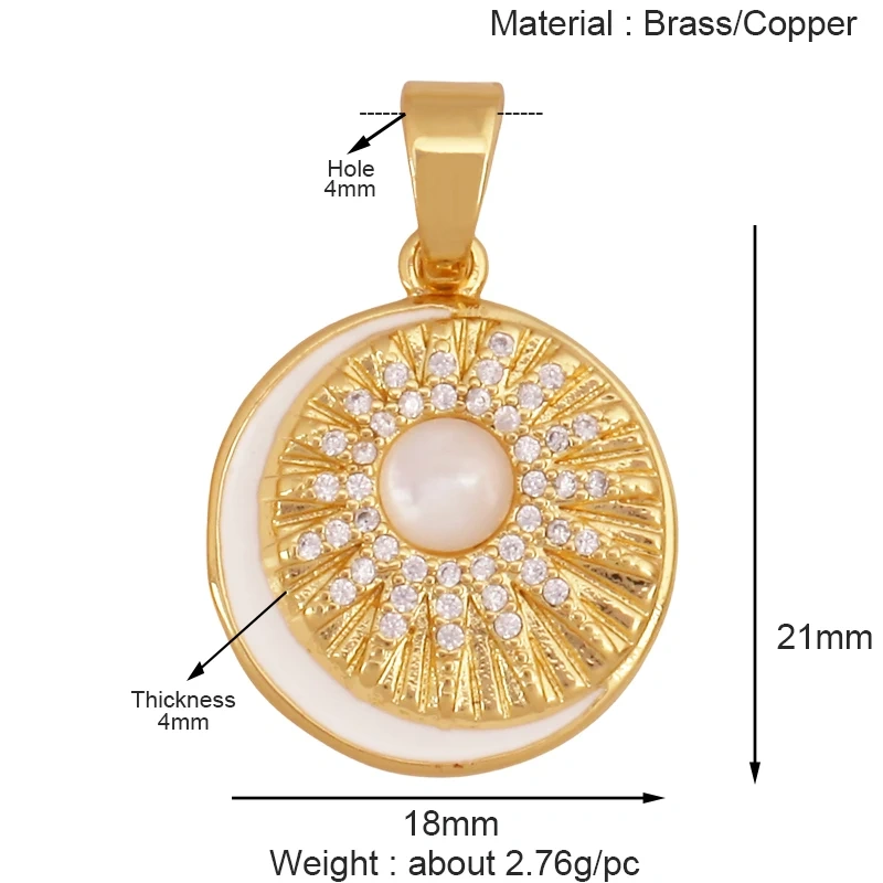 Trendy Coin Round Moon Sun Star Mini Charm Pendant,Real 18K Gold Plated,Jewelry Components Findings Accessories Supplies K93