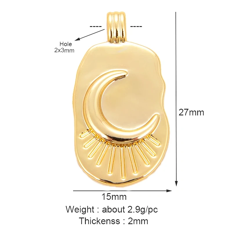 Trendy Coin Round Moon Sun Star Mini Charm Pendant,Real 18K Gold Plated,Jewelry Components Findings Accessories Supplies K93