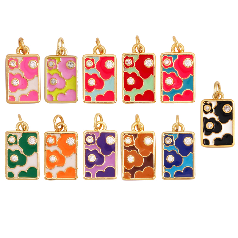 Sweet Rainbow Sun Rose Flower Maple Leaf Coconut Life Tree Charm Pendant,18k Gold Zircon Jewelry Findings Necklace Supplies M68