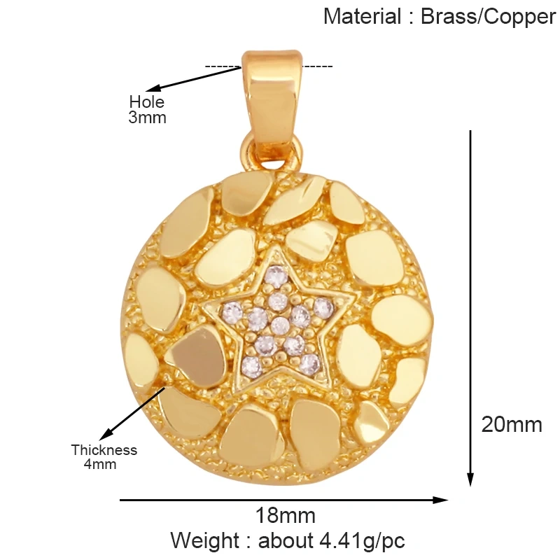 Fashion Love Heart Round Rectangle Geometry Charm Pendant,18K Gold Plated Necklace Bracelet Jewelry Findings Daily Supplies K67