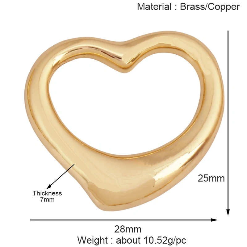Colourful Fashion Heart Shape Charm Pendant,Classics Love Heart Cubic Zirconia Real 18K Gold Plated Craft Jewelry Supplies K96