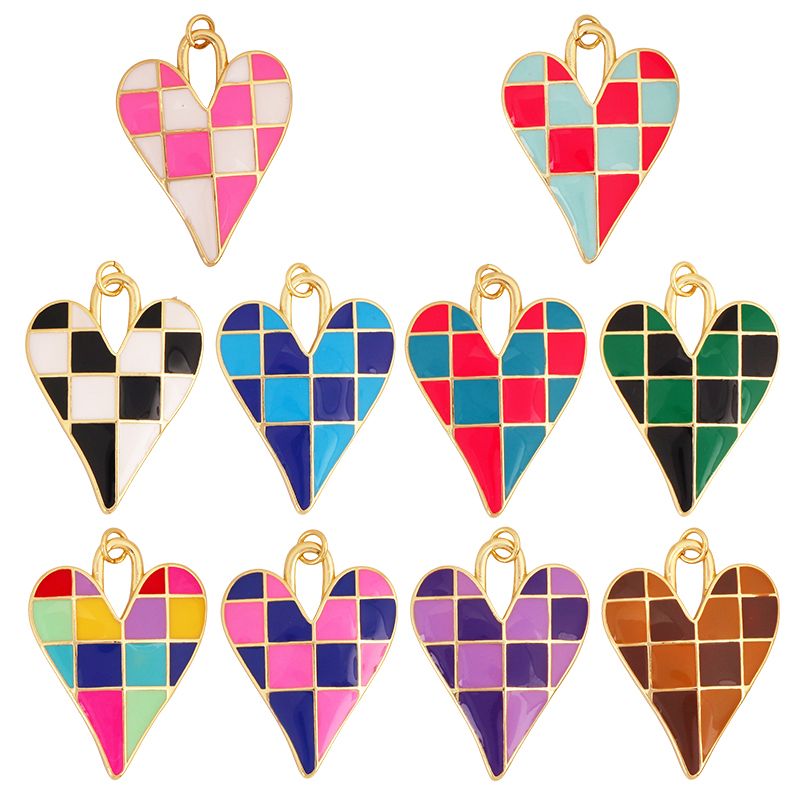 Colourful Fashion Heart Shape Charm Pendant,Classics Love Heart Cubic Zirconia Real 18K Gold Plated Craft Jewelry Supplies K96