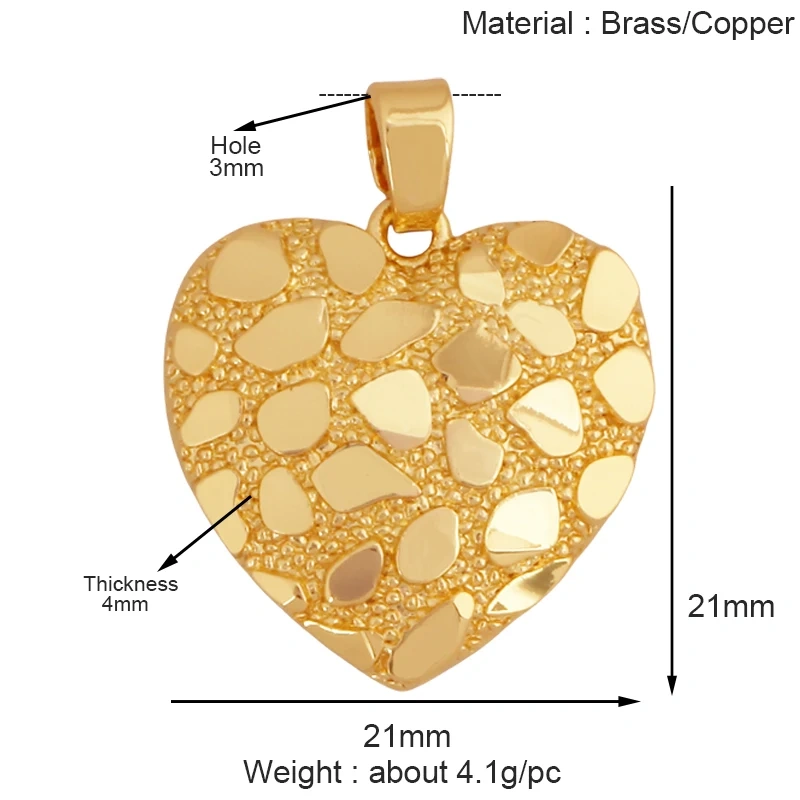 Fashion Love Heart Round Rectangle Geometry Charm Pendant,18K Gold Plated Necklace Bracelet Jewelry Findings Daily Supplies K67