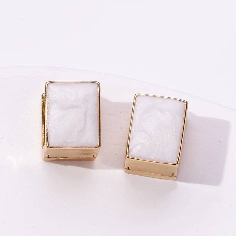 Simple Rectangular Geometric Earrings Red Blue Black White Enamel 18K Real Gold Plated,Women Girl Her Spring Jewelry Jewelry P15