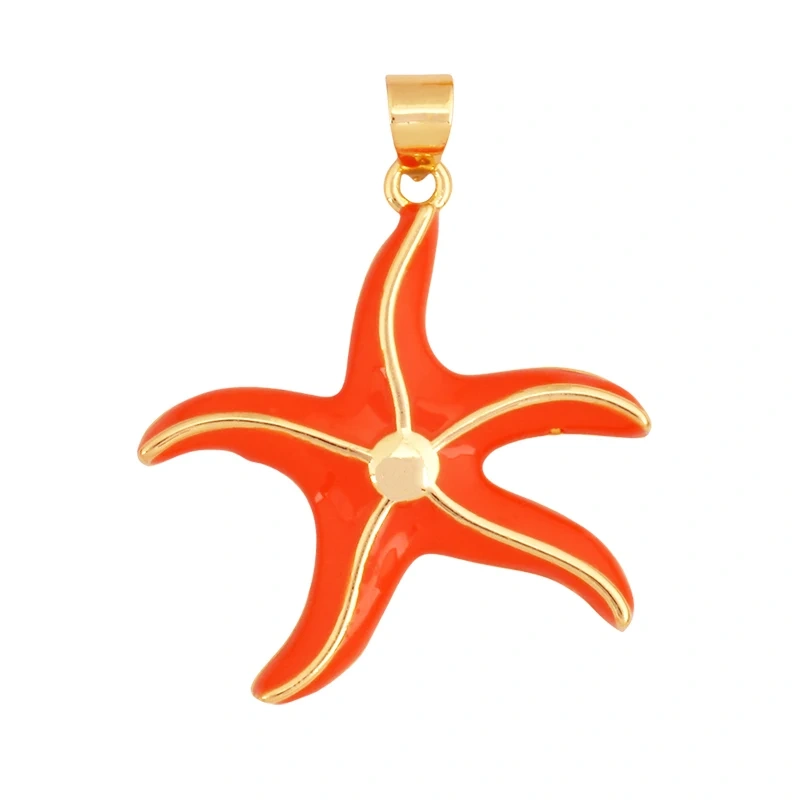 Trendy Colorful Ocean Starfish Charm Necklace Pendant Oil Dropped,Multicolor Enamel Summer Beach Holiday Jewelry Supplies K89