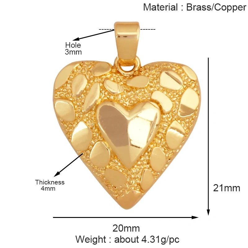 Fashion Love Heart Round Rectangle Geometry Charm Pendant,18K Gold Plated Necklace Bracelet Jewelry Findings Daily Supplies K67