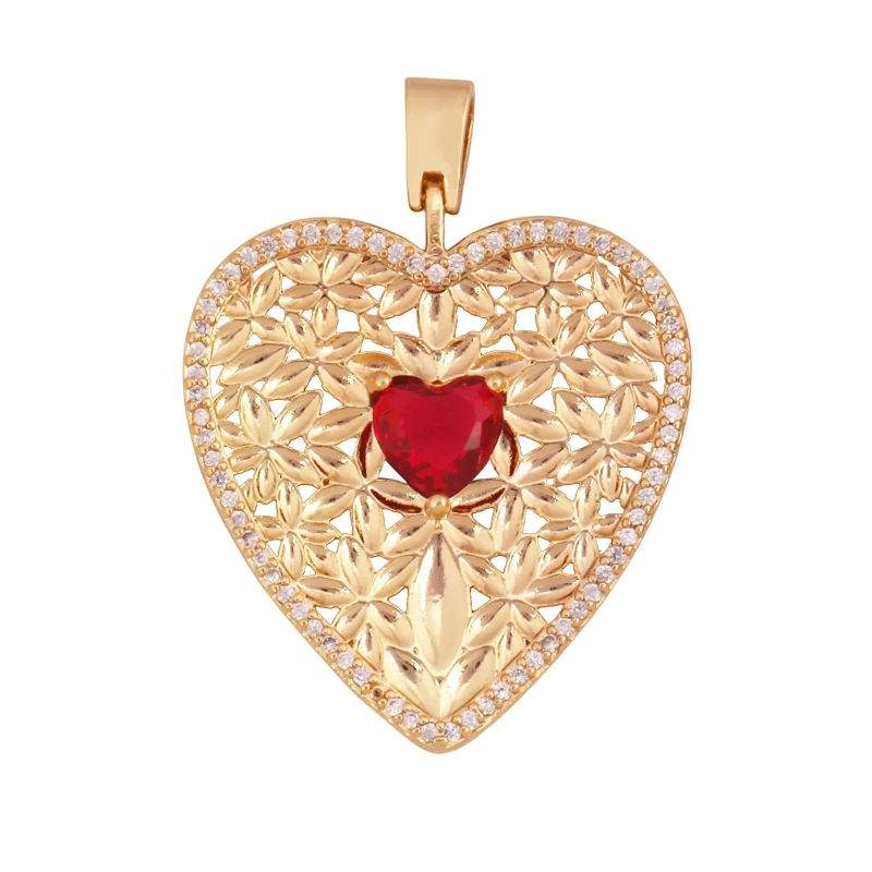 Colourful Fashion Heart Shape Charm Pendant,Classics Love Heart Cubic Zirconia Real 18K Gold Plated Craft Jewelry Supplies K96